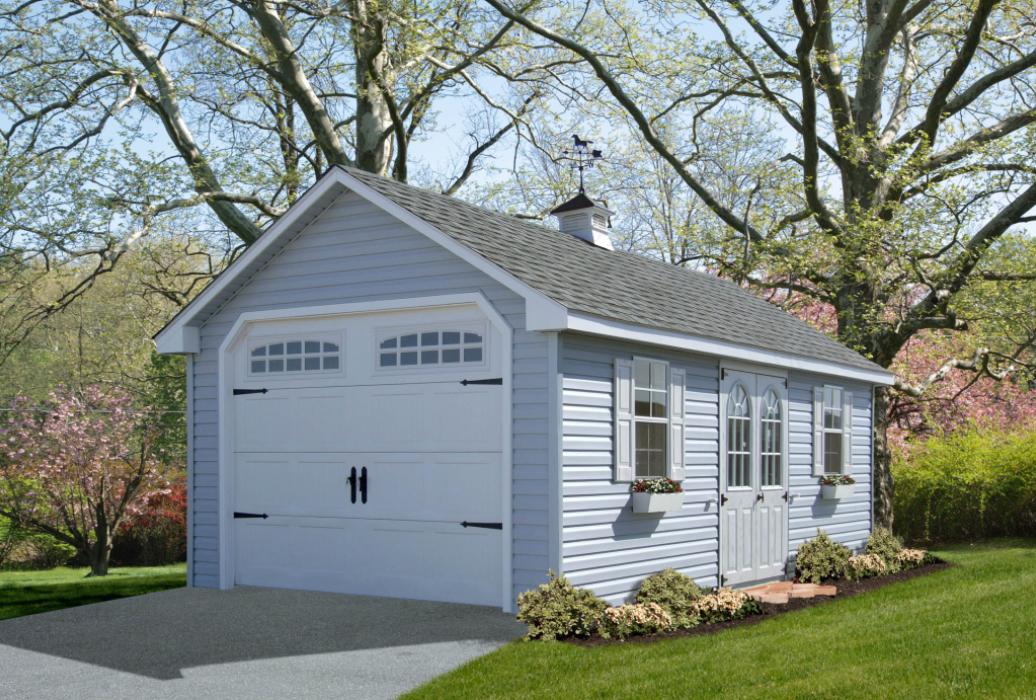 New England Classic Vinyl: A-Frame Single Car Garage 